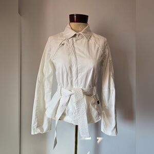 G STAR RAW  White Belted Mini Trench Coat. Size Small